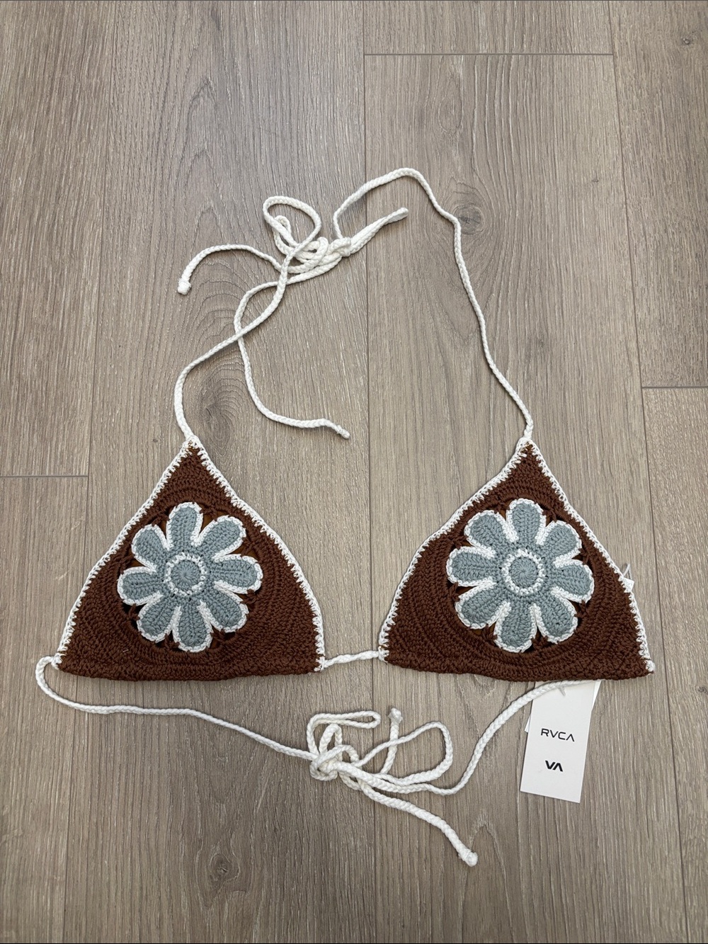 RVCA Crochet halter triangle top M